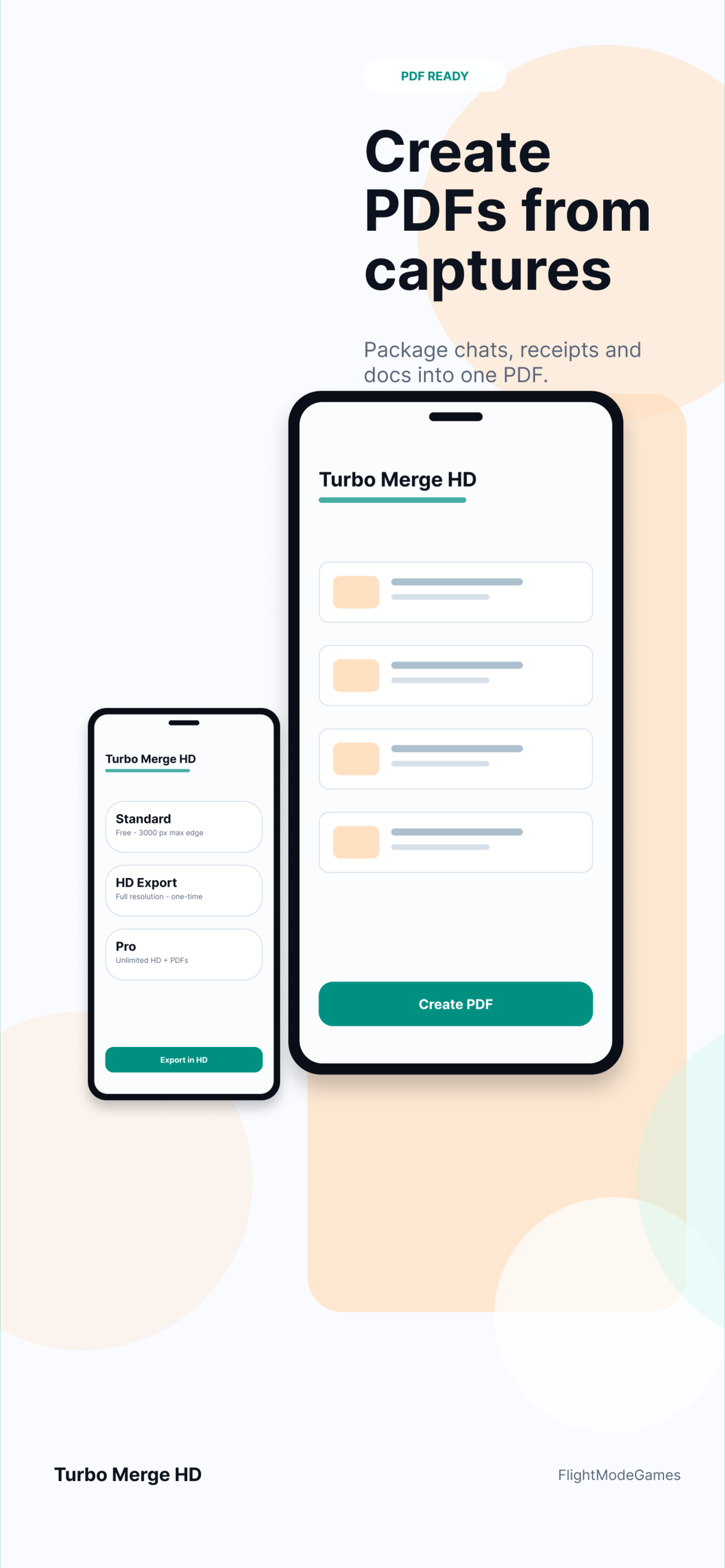 Turbo Merge HD PDF export screen